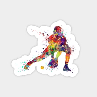 Girl Baseball Catcher Softball Player Watercolor Sticker